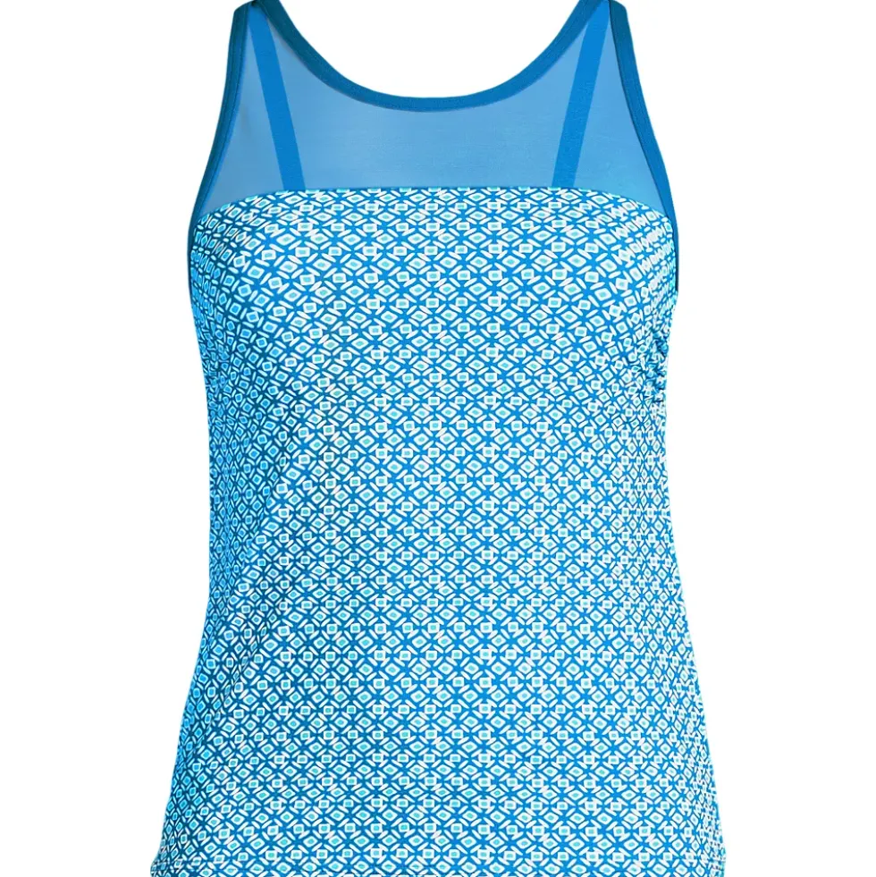 Women's Chlorine Resistant Smoothing Control Mesh High Neck Tankini Swimsuit Top