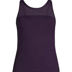 Women's Chlorine Resistant Smoothing Control Mesh High Neck Tankini Swimsuit Top