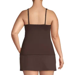 Women's Chlorine Resistant Smoothing Control Mesh High Neck Tankini Swimsuit Top