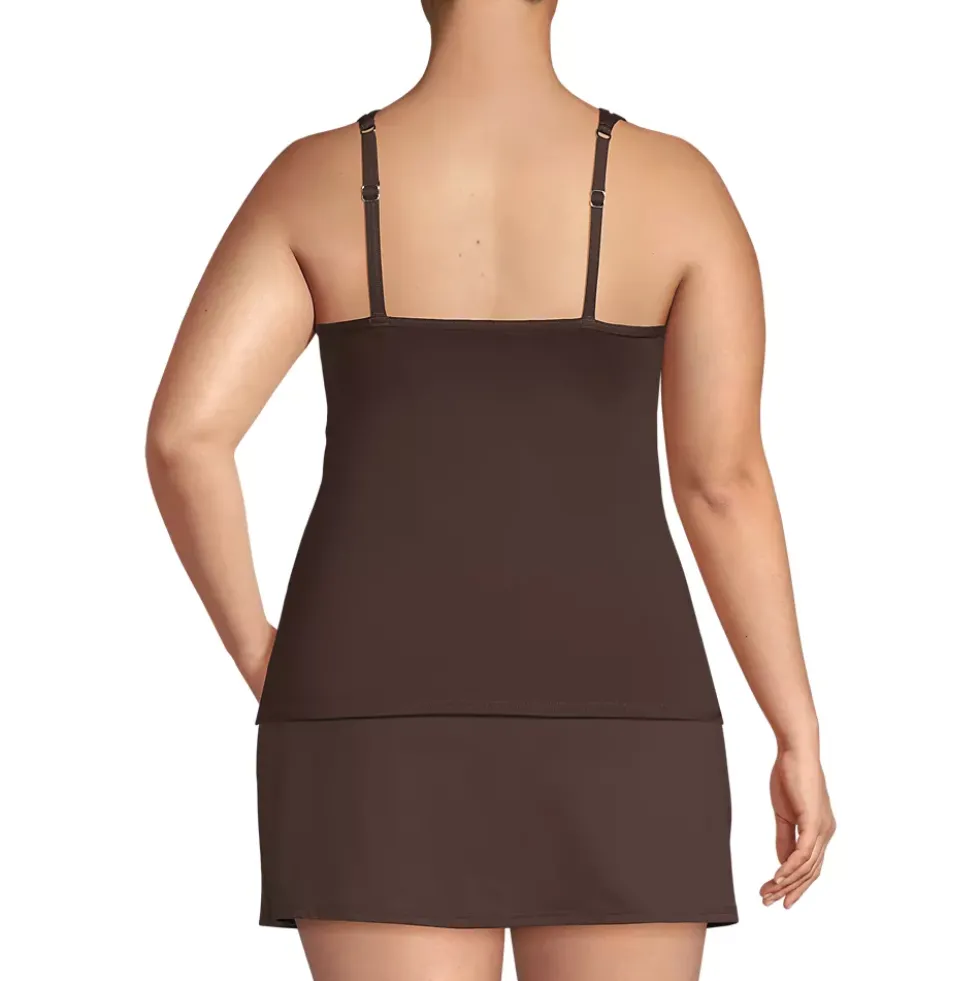 Women's Chlorine Resistant Smoothing Control Mesh High Neck Tankini Swimsuit Top
