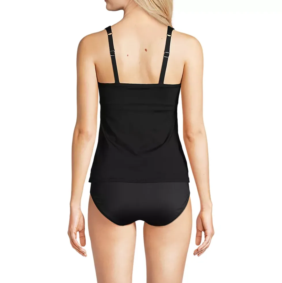 Women's Chlorine Resistant Smoothing Control Mesh High Neck Tankini Swimsuit Top