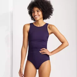 Women's Chlorine Resistant Smoothing Control Mesh High Neck One Piece Swimsuit