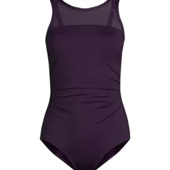 Women's Chlorine Resistant Smoothing Control Mesh High Neck One Piece Swimsuit