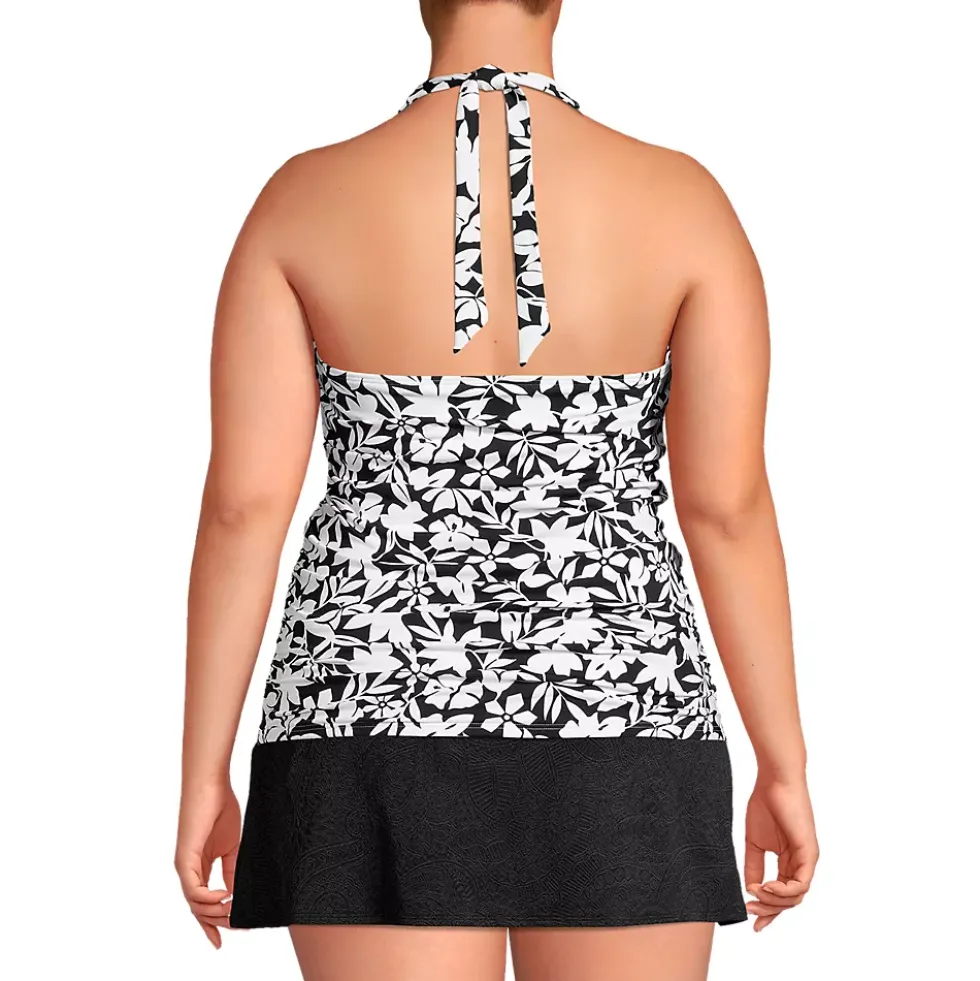 Women's Chlorine Resistant Square Neck Halter Tankini Swimsuit Top