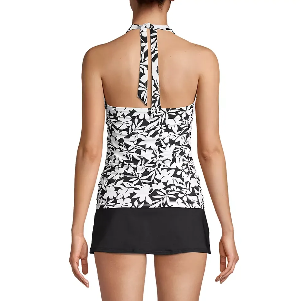 Women's Chlorine Resistant Square Neck Halter Tankini Swimsuit Top