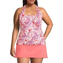 Women's Chlorine Resistant Square Neck Halter Tankini Swimsuit Top