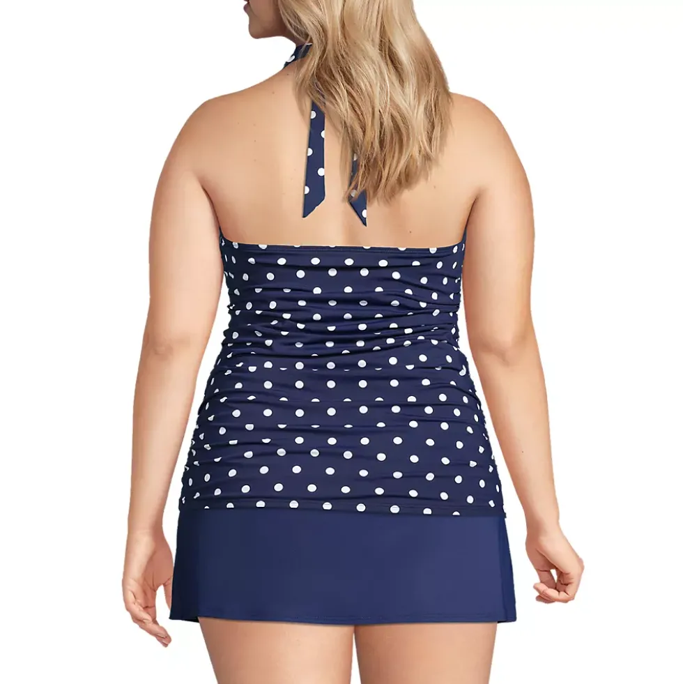 Women's Chlorine Resistant Square Neck Halter Tankini Swimsuit Top