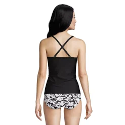 Women's Chlorine Resistant Tie Front Underwire Tankini Swimsuit Top Adjustable Straps