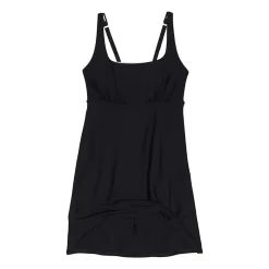 Women's Chlorine Resistant Tummy Control Square Neck Swim Dress One Piece Swimsuit with Shorts
