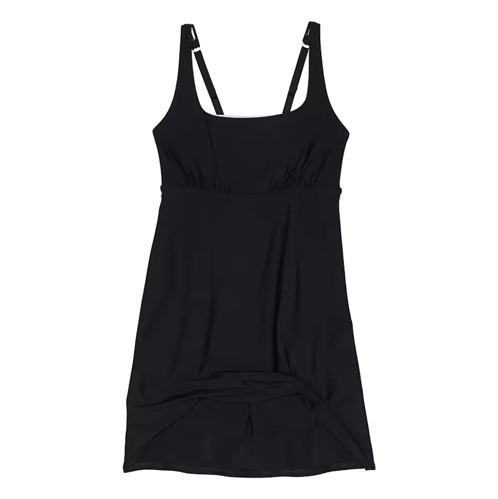 Women's Chlorine Resistant Tummy Control Square Neck Swim Dress One Piece Swimsuit with Shorts