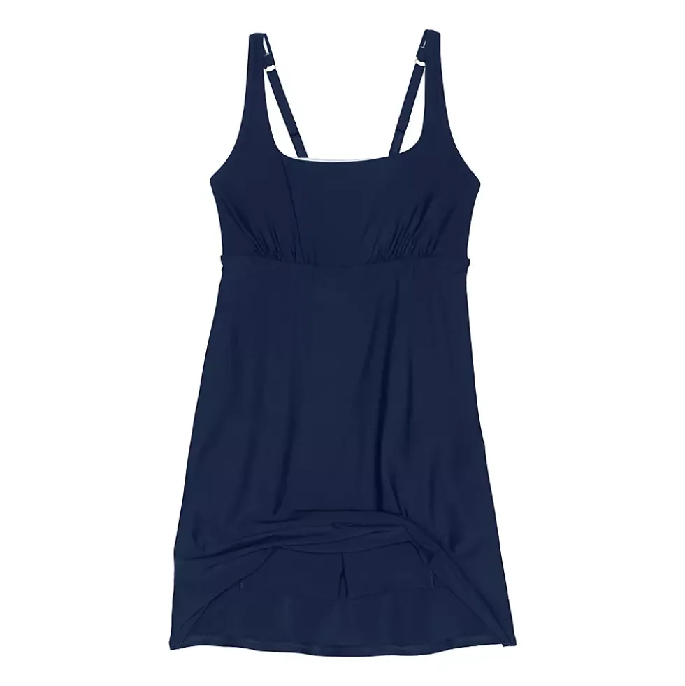 Women's Chlorine Resistant Tummy Control Square Neck Swim Dress One Piece Swimsuit with Shorts