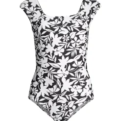 Women's Chlorine Resistant Tummy Control Cap Sleeve X-Back One Piece Swimsuit
