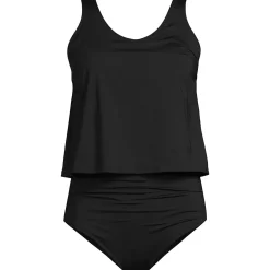 Women's Chlorine Resistant V Neck One Piece Fauxkini Swimsuit