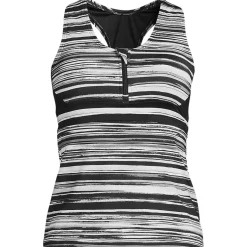 Women's Chlorine Resistant Zip Front Tankini Swimsuit Top