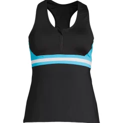 Women's Chlorine Resistant Zip Front Tankini Swimsuit Top