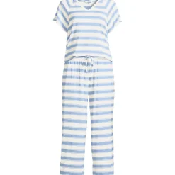 Women's Cooling Pajama Set - Short Sleeve Top and Crop Pants