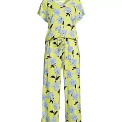 Women's Cooling Pajama Set - Short Sleeve Top and Crop Pants