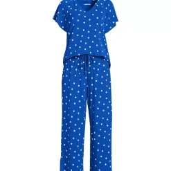 Women's Cooling Pajama Set - Short Sleeve Top and Crop Pants