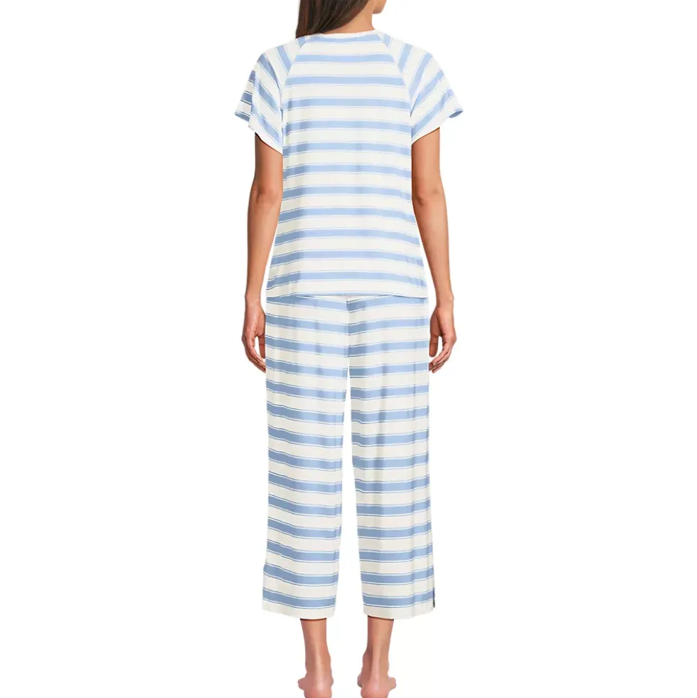 Women's Cooling Pajama Set - Short Sleeve Top and Crop Pants