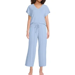 Women's Cooling Pajama Set - Short Sleeve Top and Crop Pants