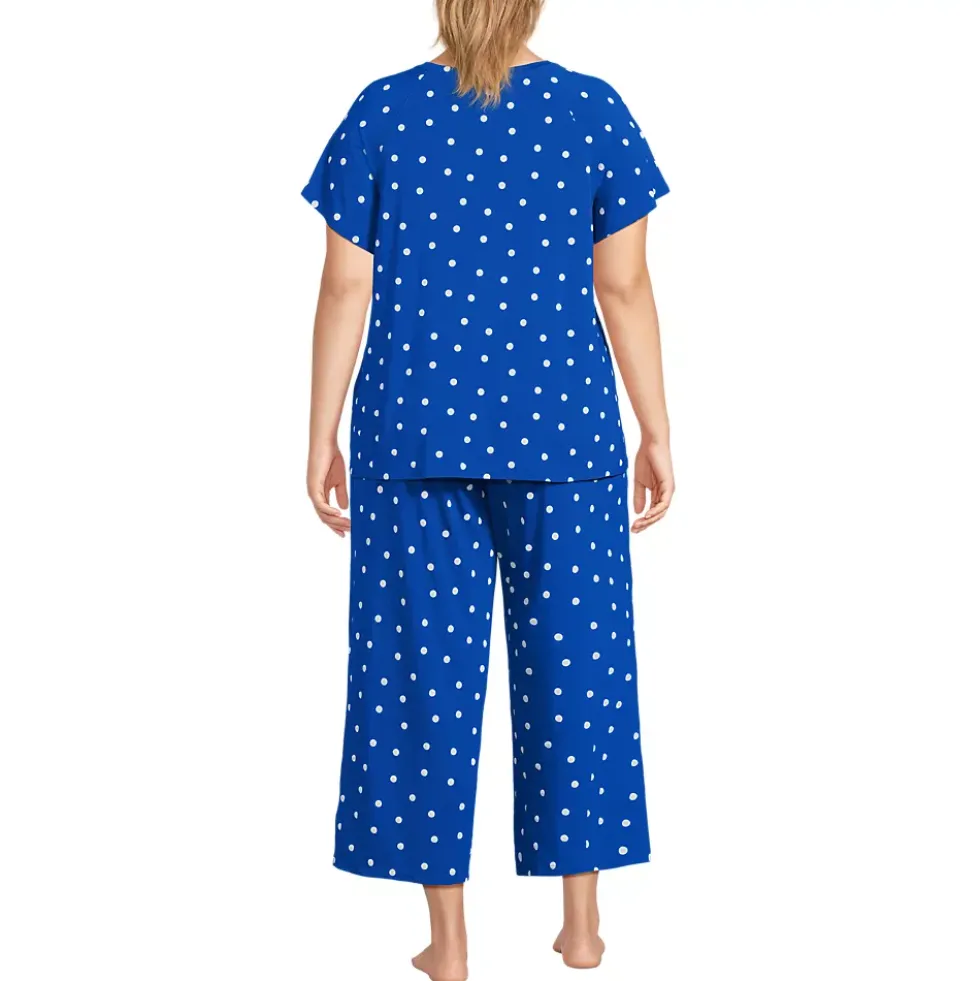Women's Cooling Pajama Set - Short Sleeve Top and Crop Pants