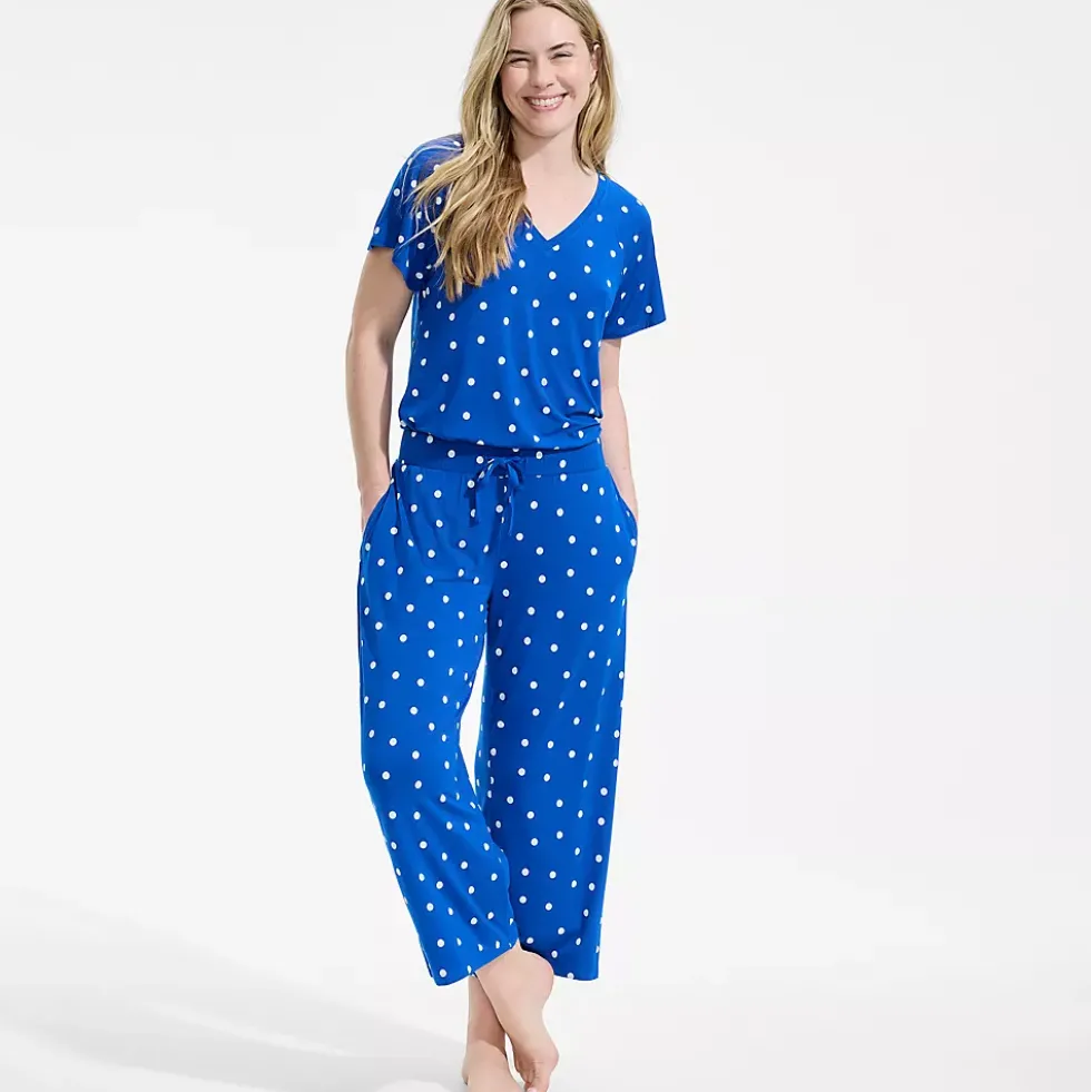 Women's Cooling Pajama Set - Short Sleeve Top and Crop Pants