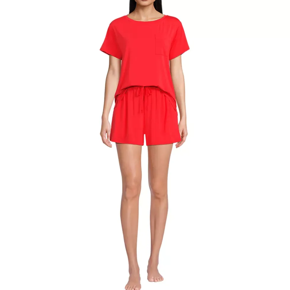 Women's Cooling 2 Piece Pajama Set - Short Sleeve Tee and Shorts