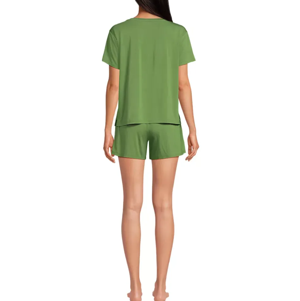 Women's Cooling 2 Piece Pajama Set - Short Sleeve Tee and Shorts