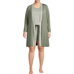 Women's Cooling 3 Piece Pajama Set - Robe Tank and Shorts