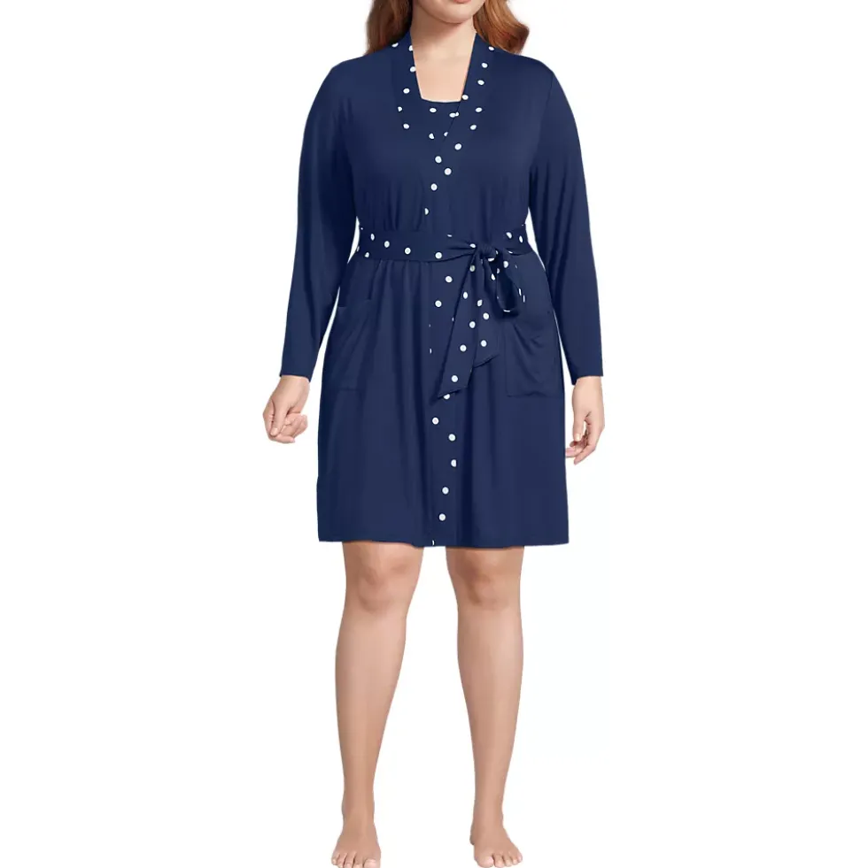 Women's Cooling 3 Piece Pajama Set - Robe Tank and Shorts