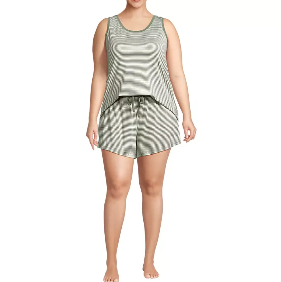 Women's Cooling 3 Piece Pajama Set - Robe Tank and Shorts