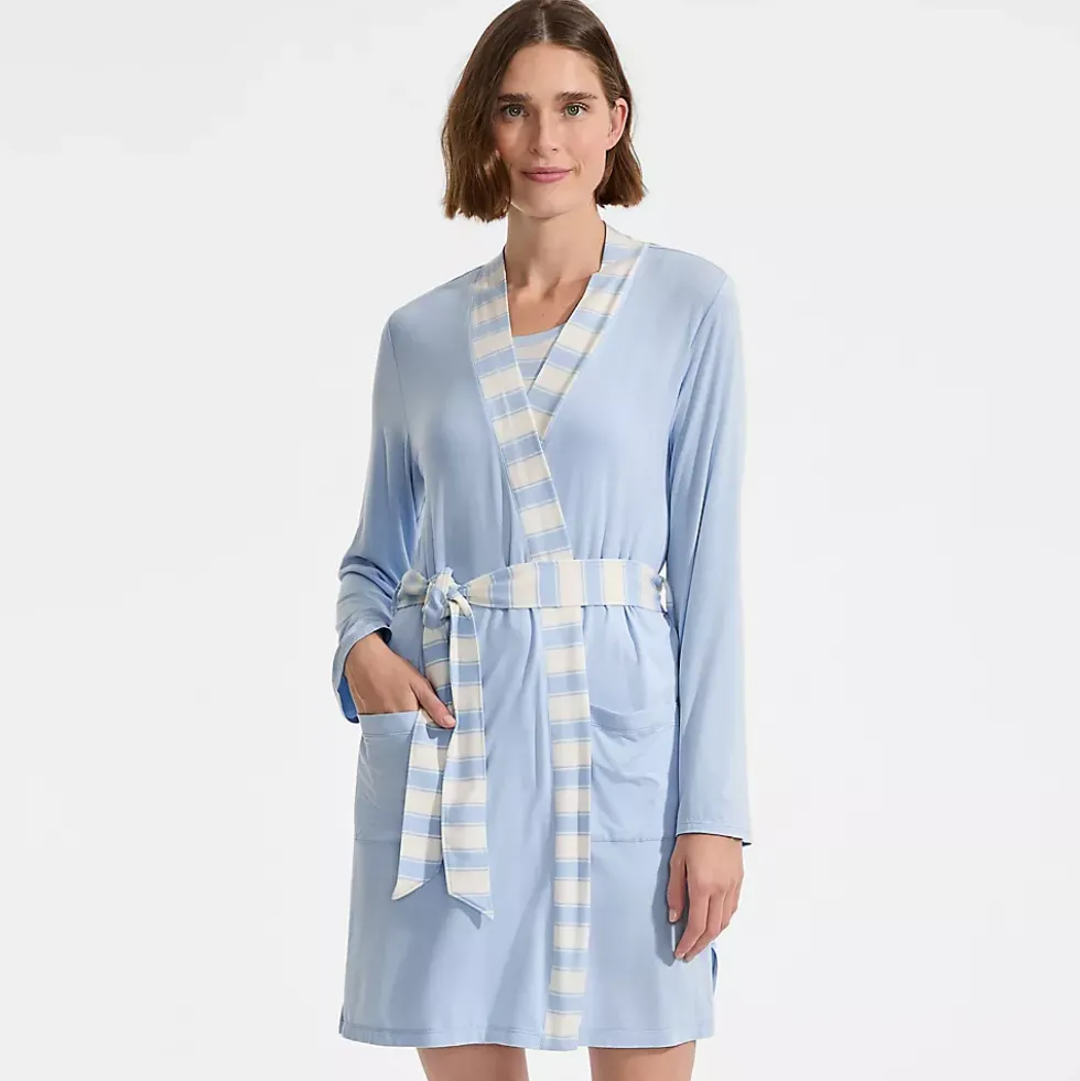 Women's Cooling 3 Piece Pajama Set - Robe Tank and Shorts