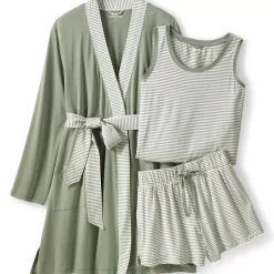 Women's Cooling 3 Piece Pajama Set - Robe Tank and Shorts