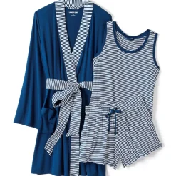 Women's Cooling 3 Piece Pajama Set - Robe Tank and Shorts