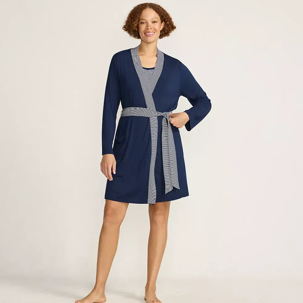 Women's Cooling 3 Piece Pajama Set - Robe Tank and Shorts