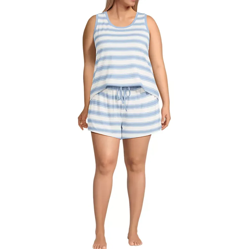 Women's Cooling 3 Piece Pajama Set - Robe Tank and Shorts