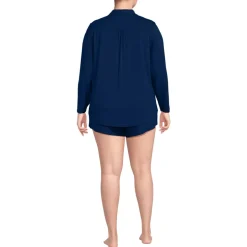 Women's Cooling 3 Piece Pajama Set - Long Sleeve Top Cami and Shorts