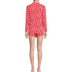 Women's Cooling 3 Piece Pajama Set - Long Sleeve Top Cami and Shorts