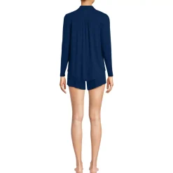 Women's Cooling 3 Piece Pajama Set - Long Sleeve Top Cami and Shorts