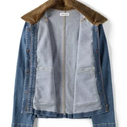 Women's Corduroy Collared Denim Jacket