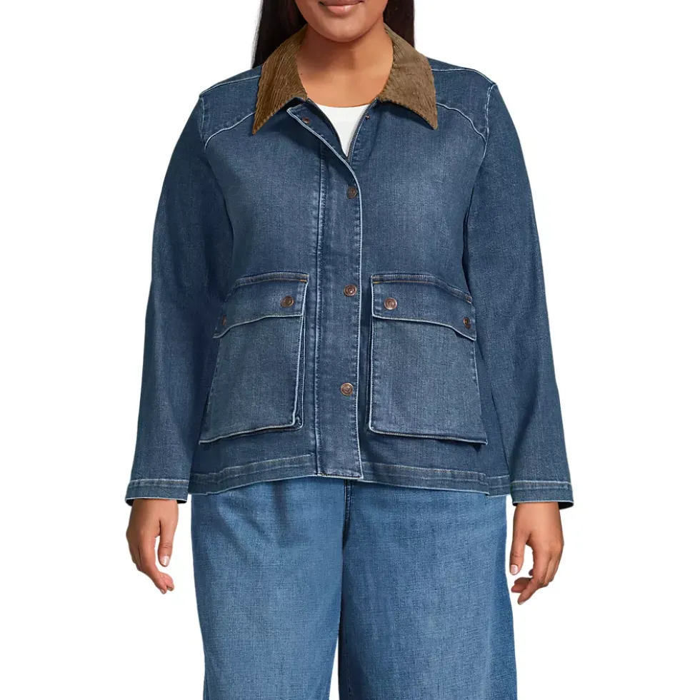 Women's Corduroy Collared Denim Jacket