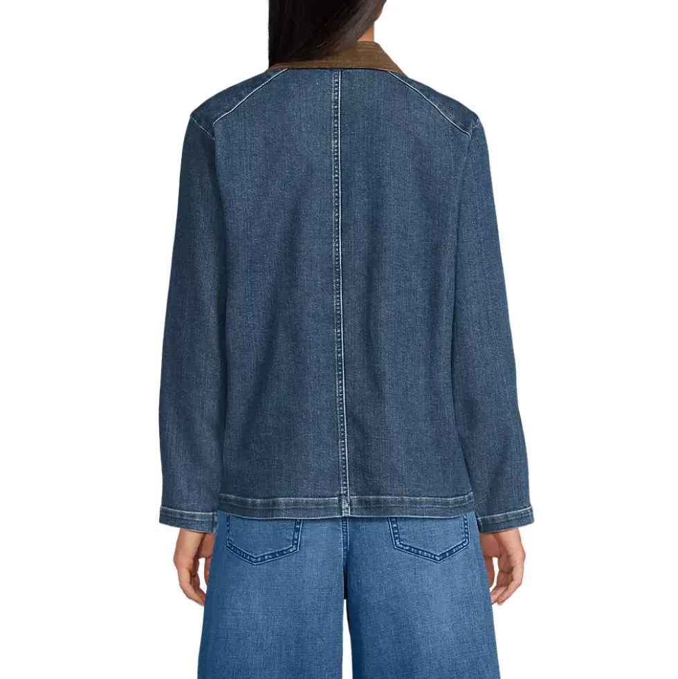 Women's Corduroy Collared Denim Jacket