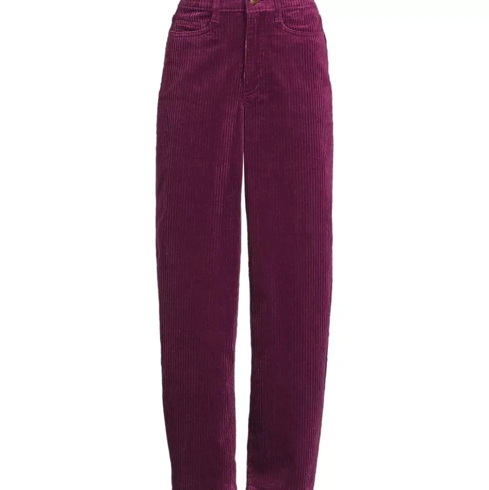 Women's Corduroy High Rise Barrel Leg Ankle Pants