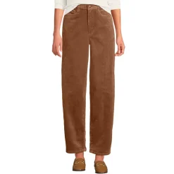 Women's Corduroy High Rise Barrel Leg Ankle Pants