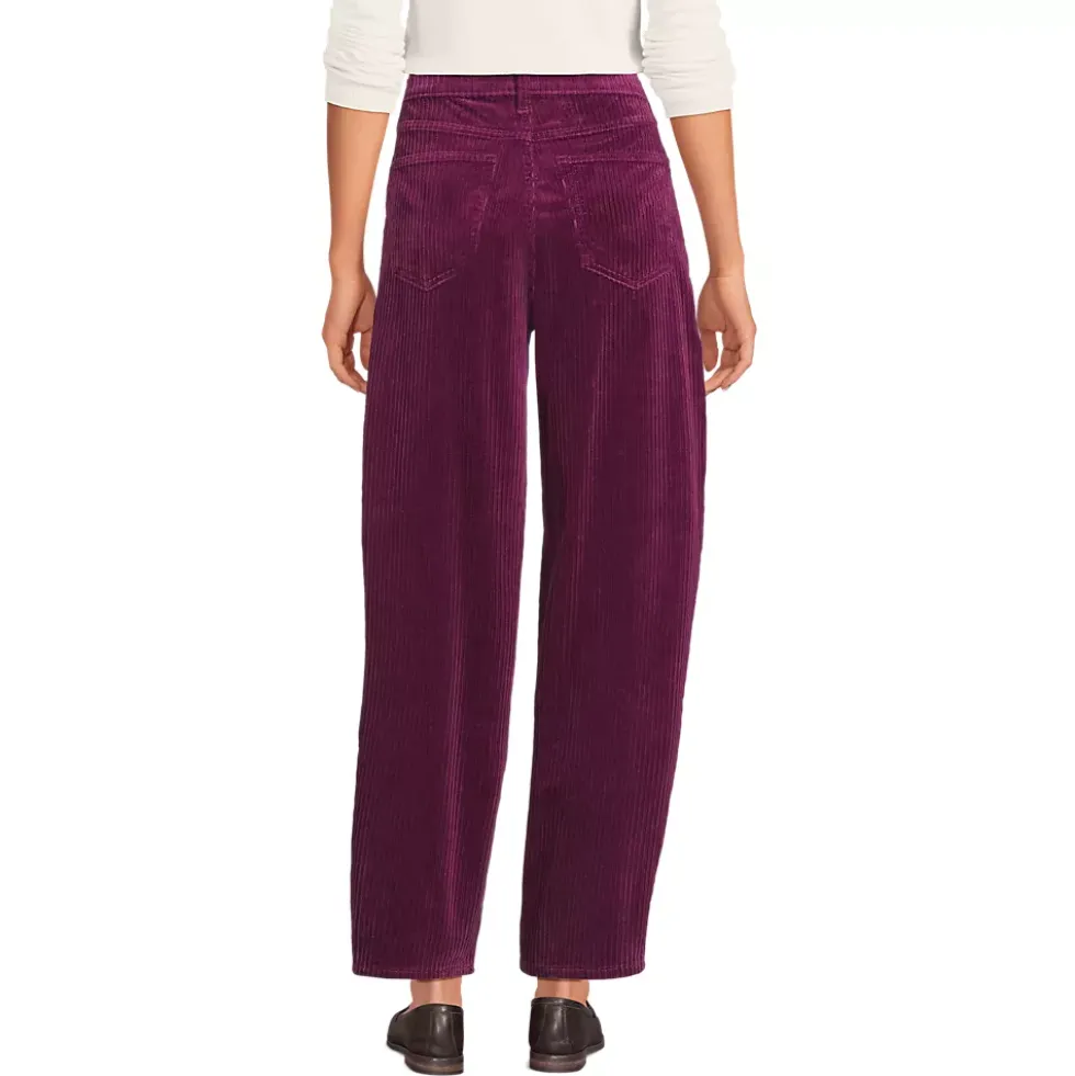 Women's Corduroy High Rise Barrel Leg Ankle Pants