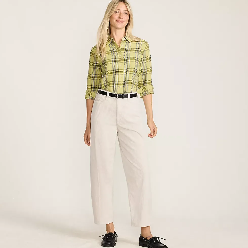 Women's Corduroy High Rise Barrel Leg Ankle Pants