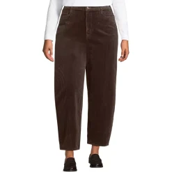 Women's Corduroy High Rise Barrel Leg Ankle Pants