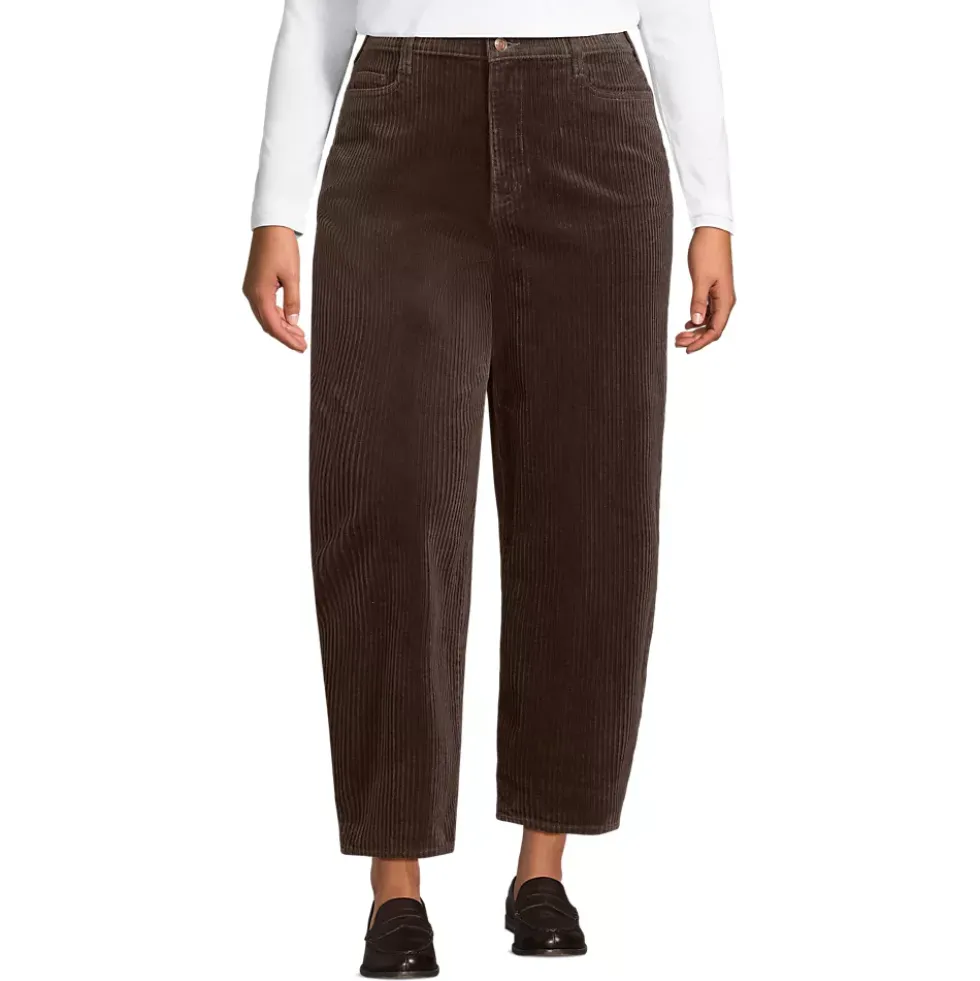 Women's Corduroy High Rise Barrel Leg Ankle Pants