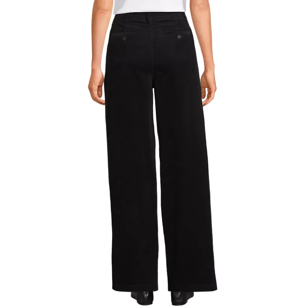 Women's Corduroy High Rise Wide Leg Top Stitch Trousers
