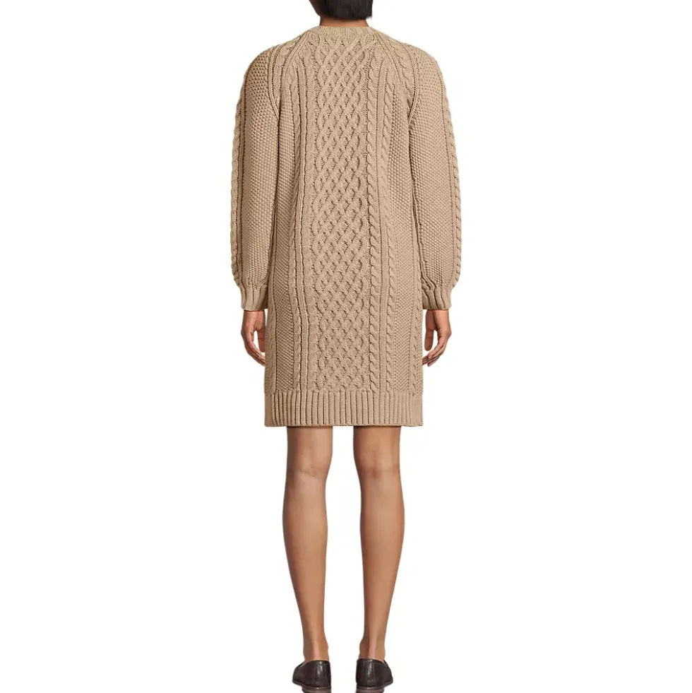 Women's Cotton Blend Cable Crew Neck Sweater Dress
